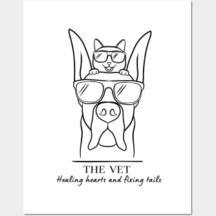 Cat and dog, veterinarian gift Posters and Art